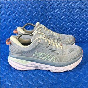Hoka One One Bondi 7 Womens Shoes Size 10.5 Blue Running Athletics Sneakers